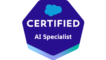 Salesforce Certified AI Specialist Badge – The official certification for AI experts on the Salesforce platform.