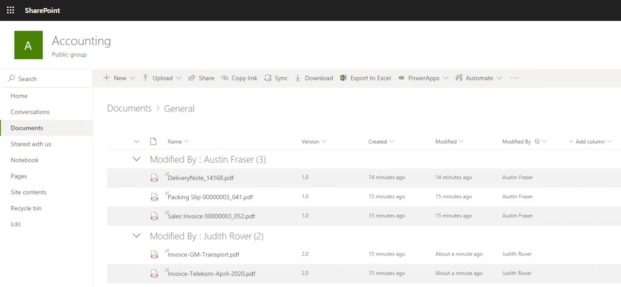sharepoint document control view