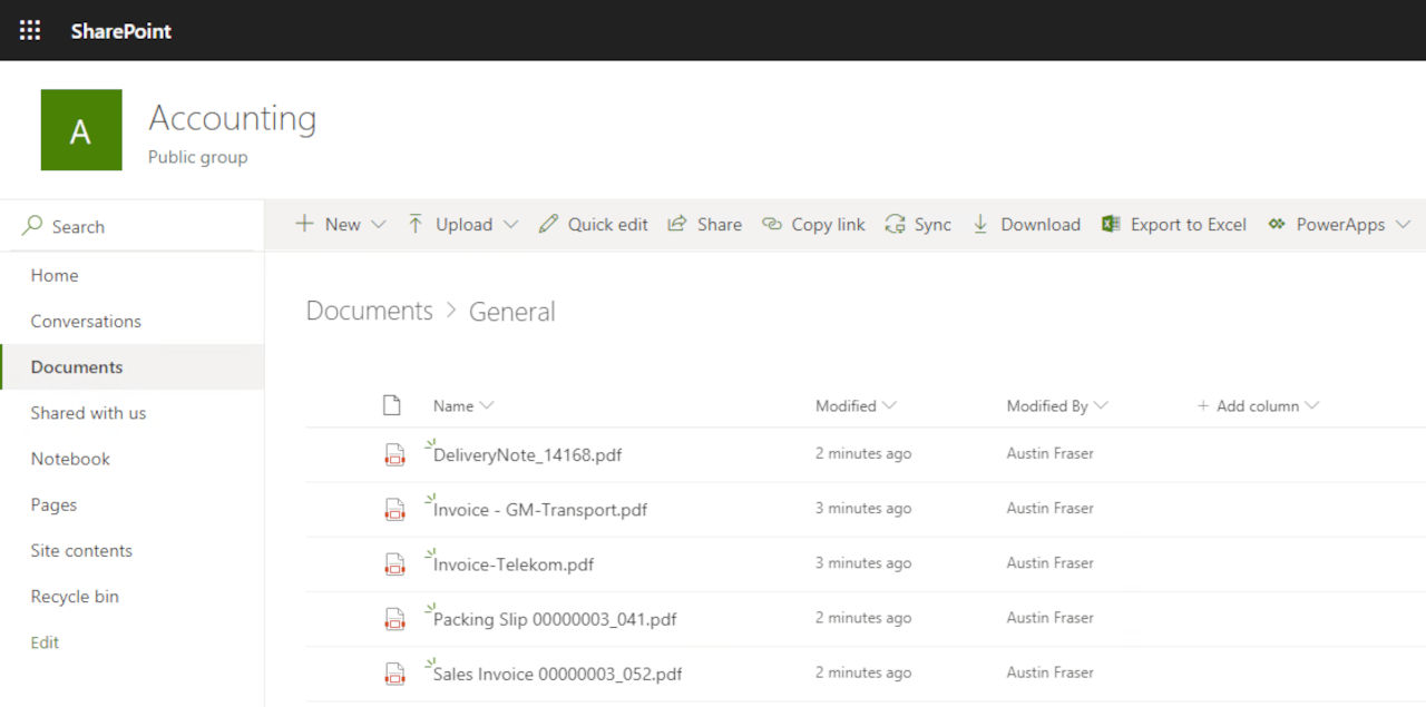 manage teams documents via sharepoint