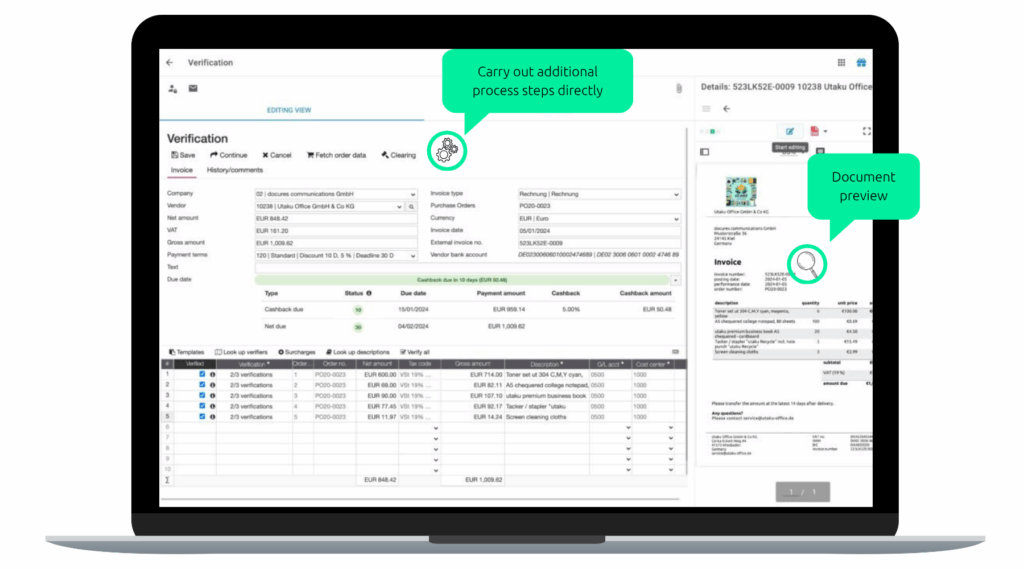 Mockup of a digital invoice