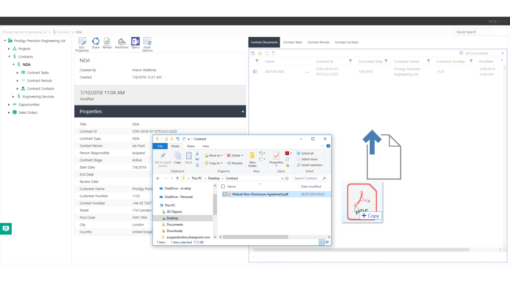 ecspand center features sharepoint drag and drop-screenshot