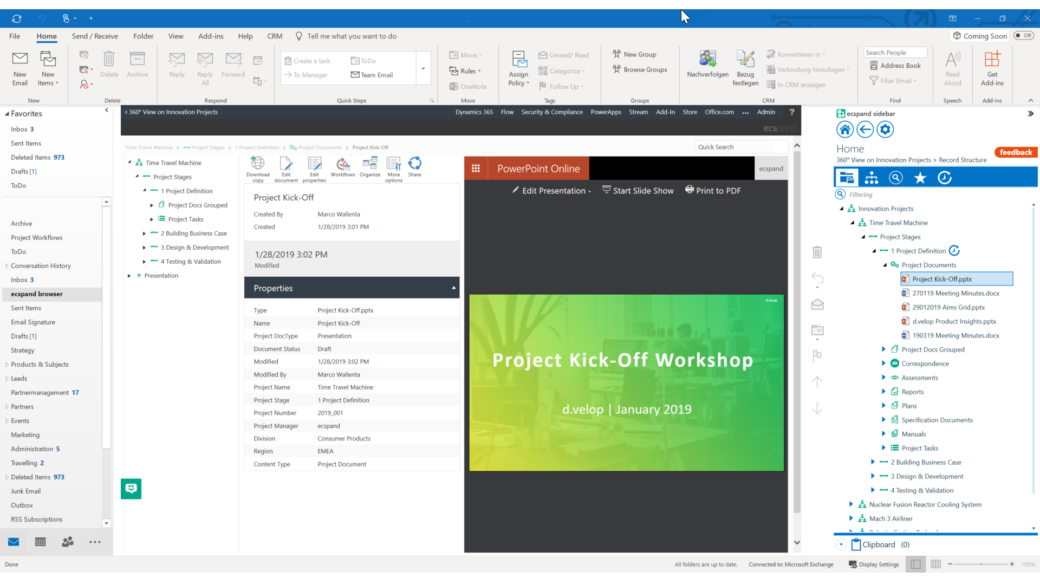 ecspand sidebar Outlook preview - screenshot