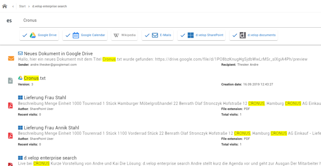d.velop enterprise search context