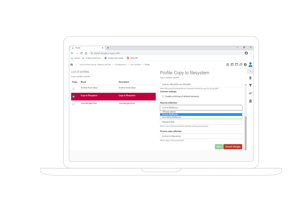 Email archiving administration