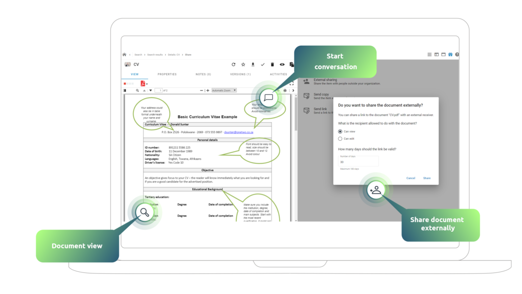 Collaboration - share documents with external parties