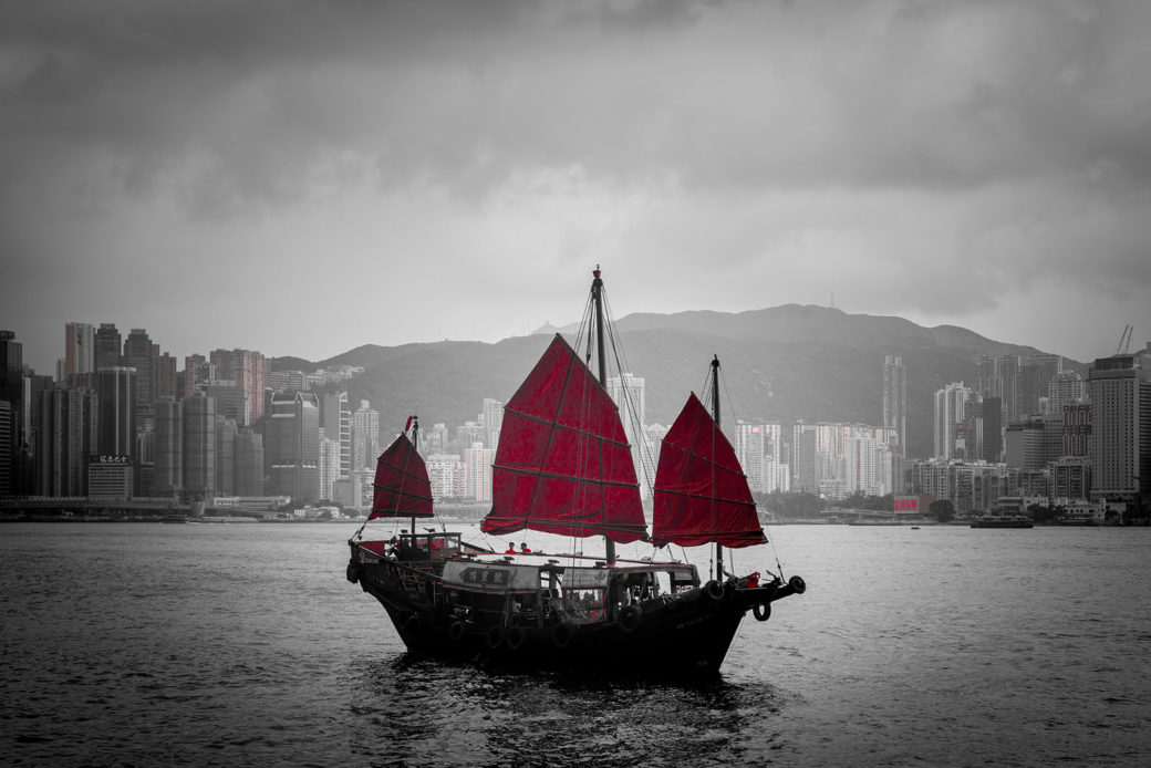 boat floating in the waters of Hongkong