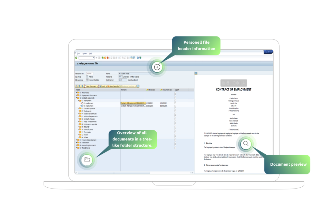 d.velop personnel files for SAP