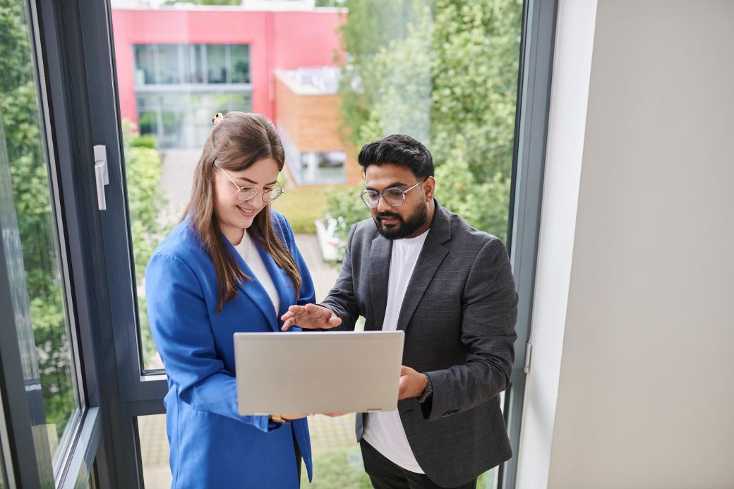Employees working on laptop