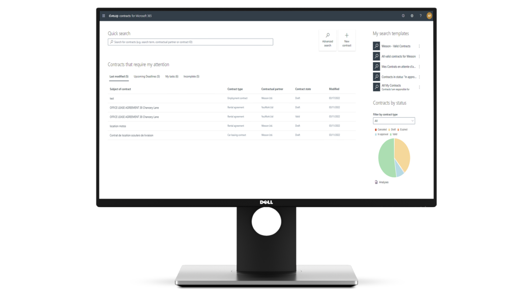 Sharepoint homepage contract management