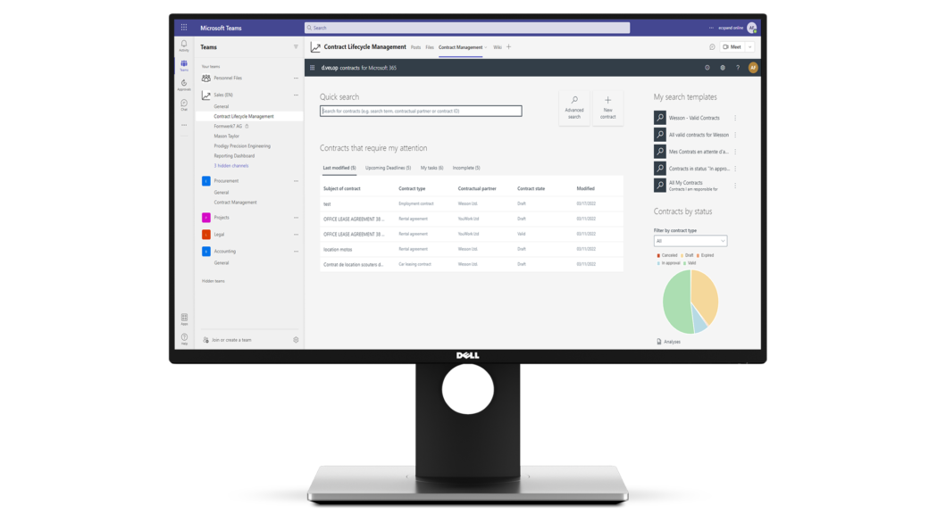 Microsoft Teams integration contract management for Microsoft SharePoint