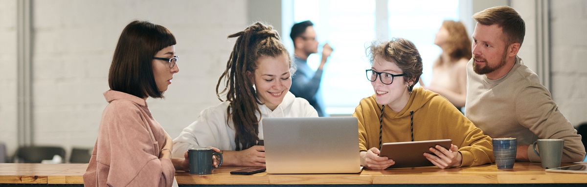 people working on a laptop with sap