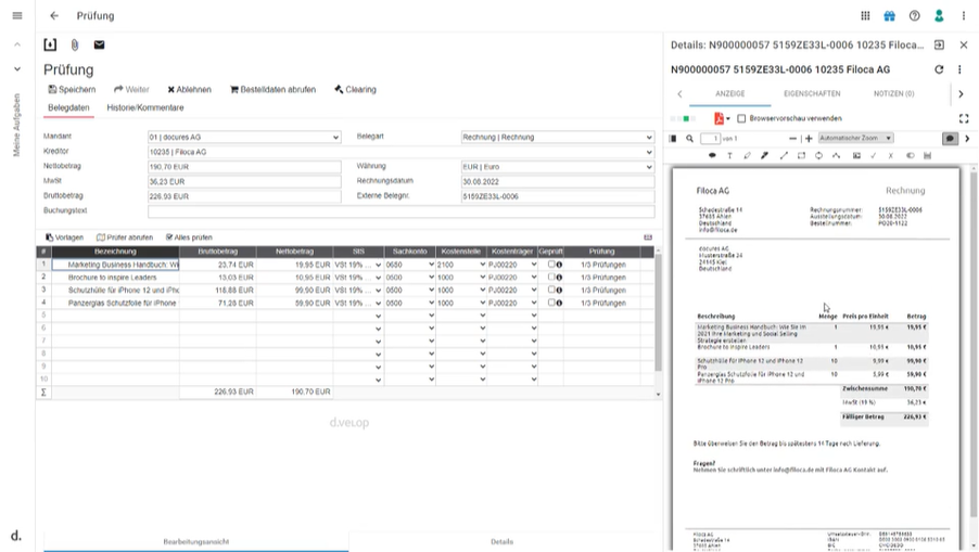 Screenshot-Rechnungsverarbeitung-MIcrosoft-Dynamics-Business-Central
