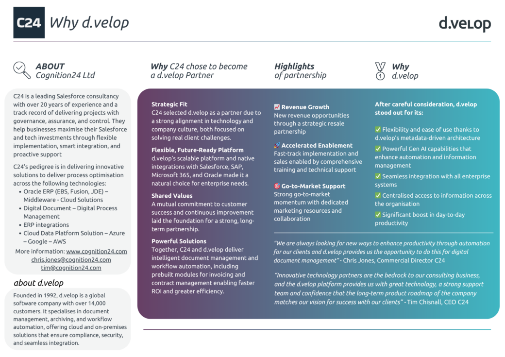 Why d.velop - Partnership with Cognition24