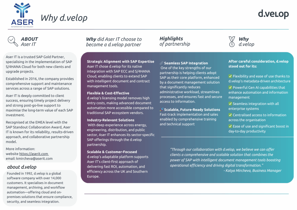 Why did Aser IT choose to become a d.velop partner